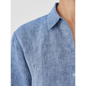 Eileen Fisher Yarn-Dyed Handkerchief Organic Linen Shirt in Chambray