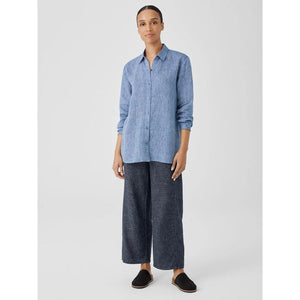Eileen Fisher Yarn-Dyed Handkerchief Organic Linen Shirt in Chambray