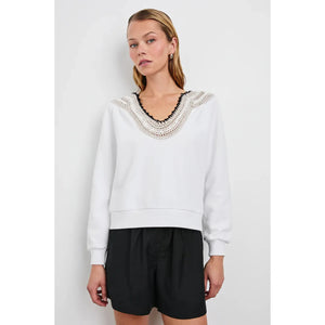 Rails Sava Sweatshirt in Ivory with Crochet