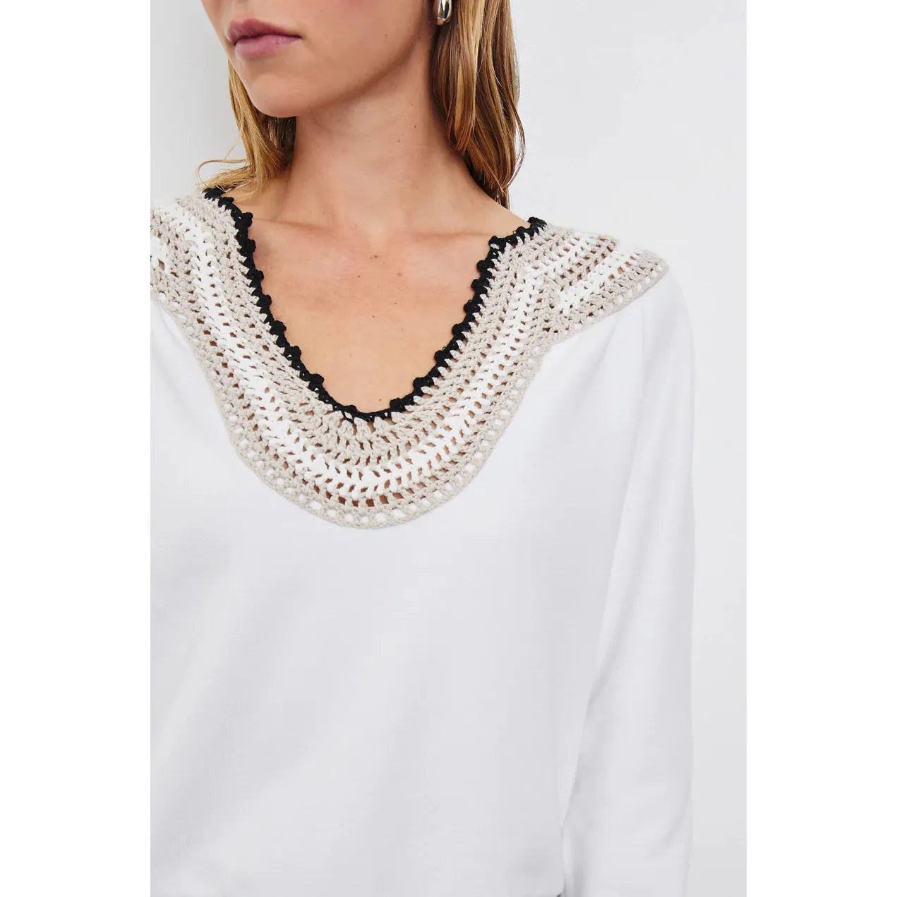 Rails Sava Sweatshirt in Ivory with Crochet