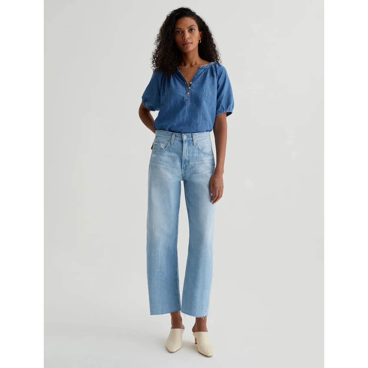 AG Jeans Hattie Crop High-Rise Barrel in Sunrise