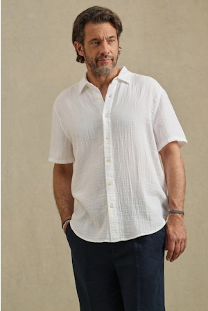 Velvetmen Troy Linen Shirt in White
