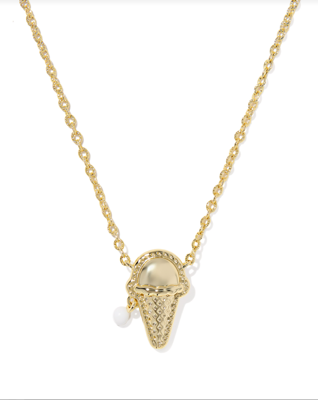 Kendra Scott Ice Cream Pendant Necklace in Gold Ivory Mother of Pearl