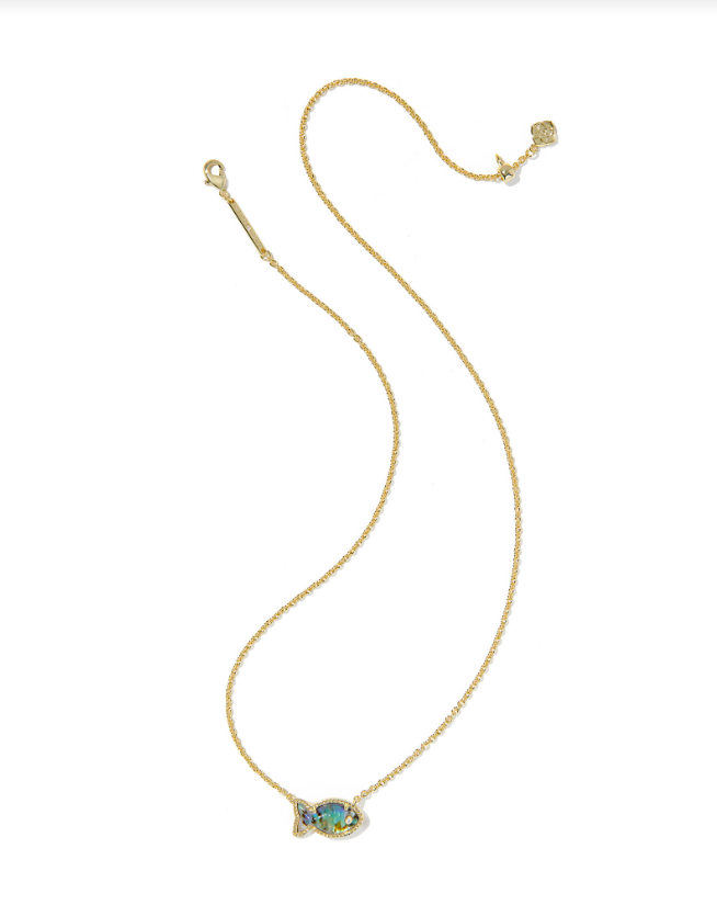 Kendra Scott Parker Fish Pendant Necklace in Gold Abalone Shell