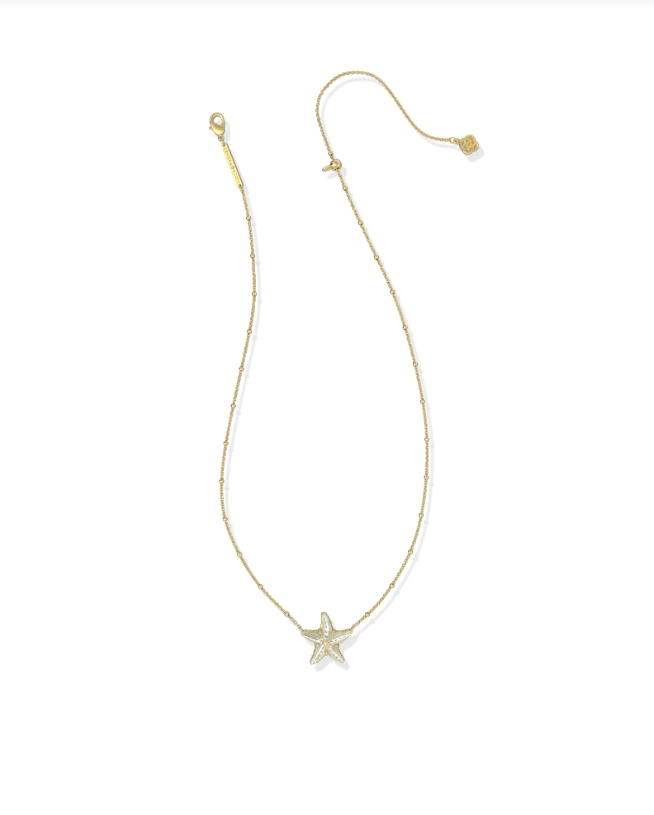 Kendra Scott Parker Starfish Short Pendant Necklace in Gold Natural Mother of Pearl 