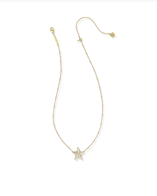 Kendra Scott Parker Starfish Short Pendant Necklace in Gold Natural Mother of Pearl 
