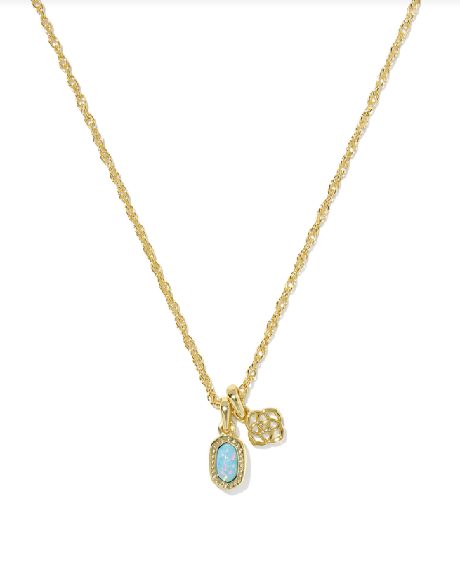 Kendra Scott Mini Elisa Dira Necklace in Gold Blue Opal