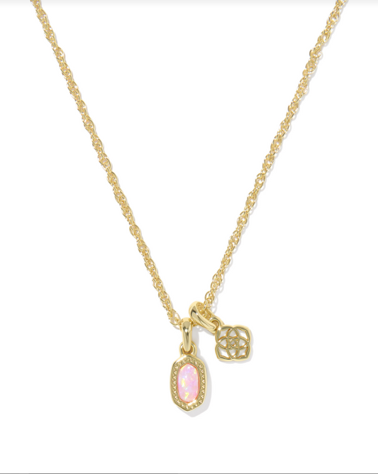Kendra Scott Mini Elisa Dira Necklace in Gold Light Pink Opal