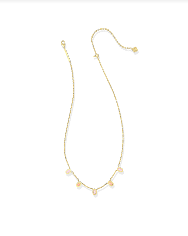 Kendra Scott Mini Elisa Strand Necklace in Gold Pink Mix