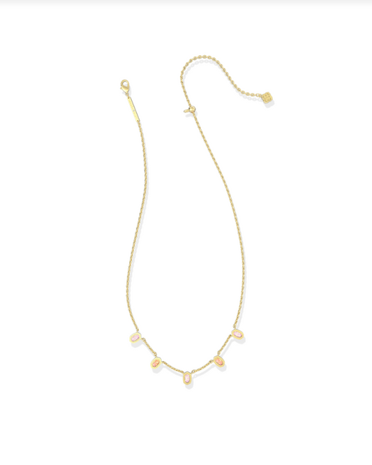Kendra Scott Mini Elisa Strand Necklace in Gold Pink Mix