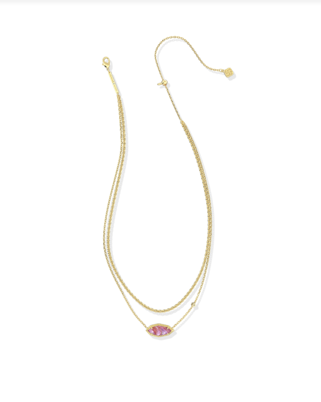 Kendra Scott Ophelia Multi Strand Necklace in Gold Light Mauve Illusion