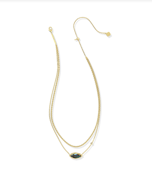 Kendra Scott Ophelia Multi Strand Necklace in Gold Abalone Shell
