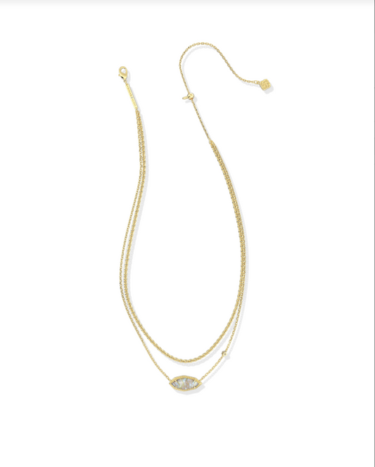 Kendra Scott Ophelia Multi Strand Necklace in Gold Iridescent Abalone