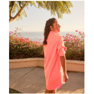 Frank & Eileen Mary Woven Button Up Dress in Neon Color Denim