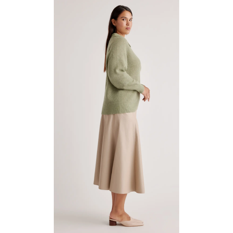 Quince Baby Alpaca-Wool Waffle Stitch Polo Sweater in Sage 