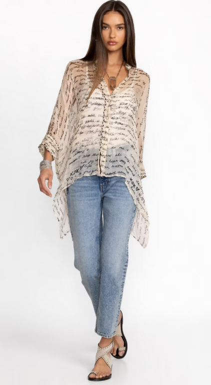 Johnny Was Sincerely Yours Silk Blouse
