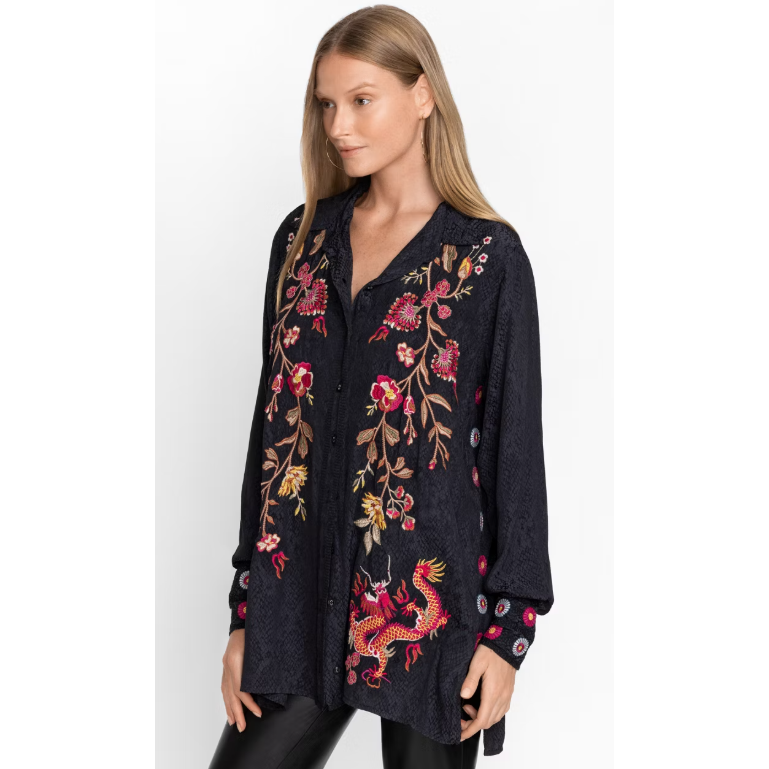 Johnny Was Lilith High Slit Tunic in Black