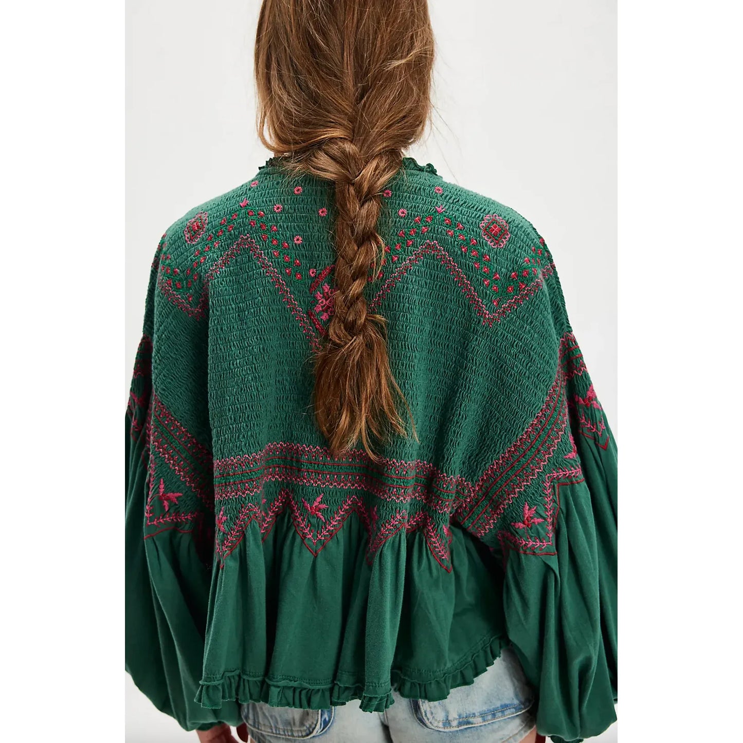 Free People Holly Knit Top Green Combo