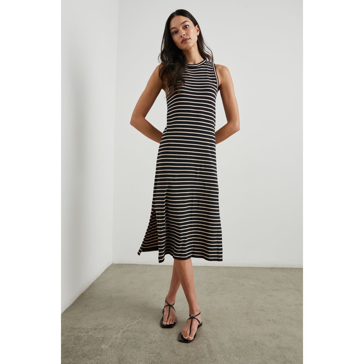 Rails Tank Dress in Black Ivory Stripe