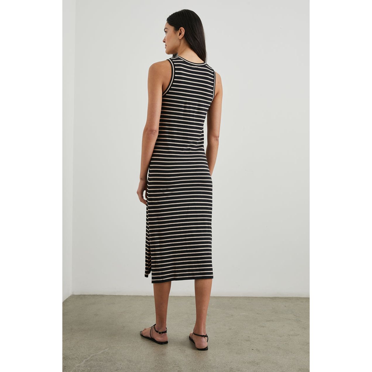 Rails Tank Dress in Black Ivory Stripe