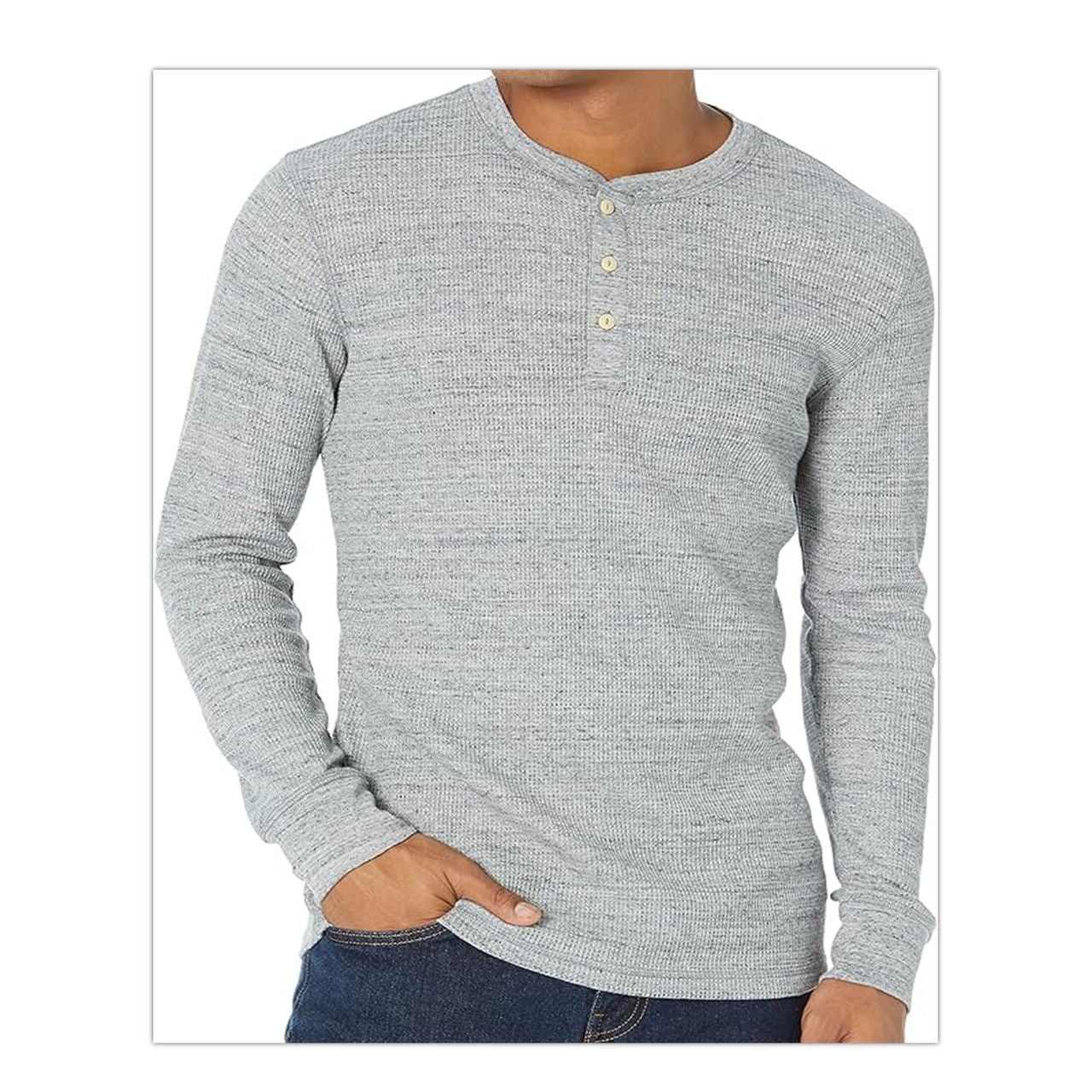 Georg Roth Long Sleeve Thermal Henley in Grey Heather