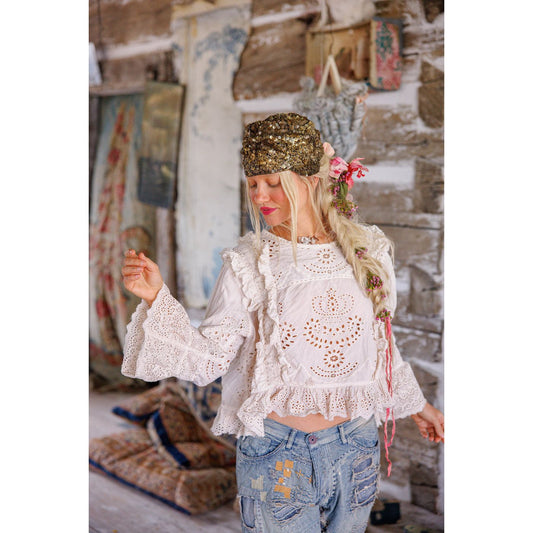 Magnolia Pearl Hermione Eyelet Blouse in Moonlight