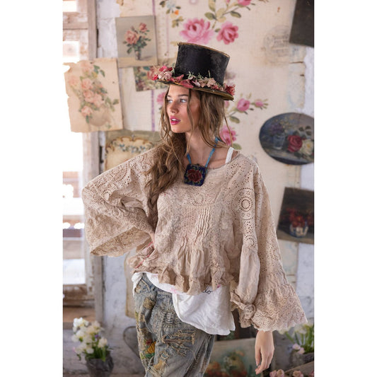 Magnolia Pearl Eyelet Dea Blouse in Swan