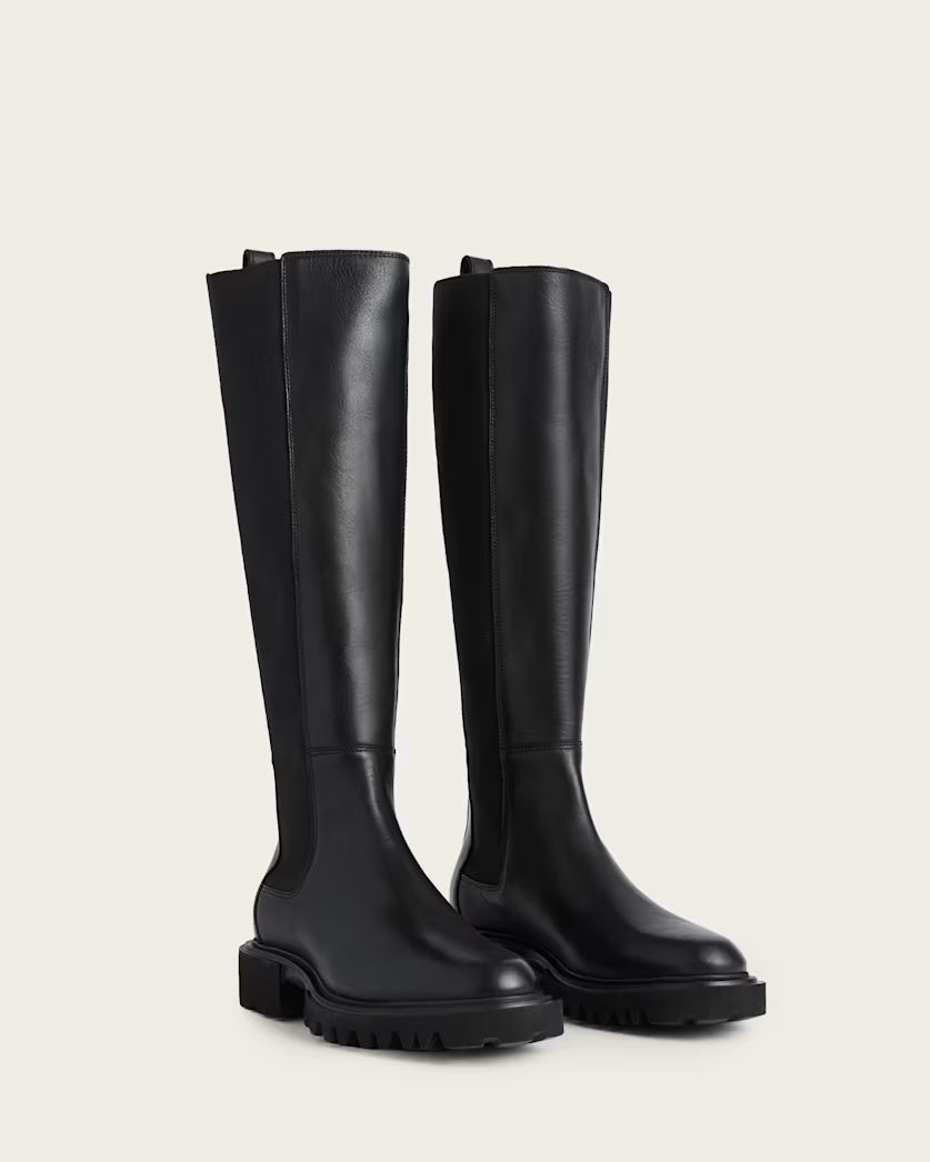 Consignment047 All Saints Maeve Leather Knee High Boots Size 39