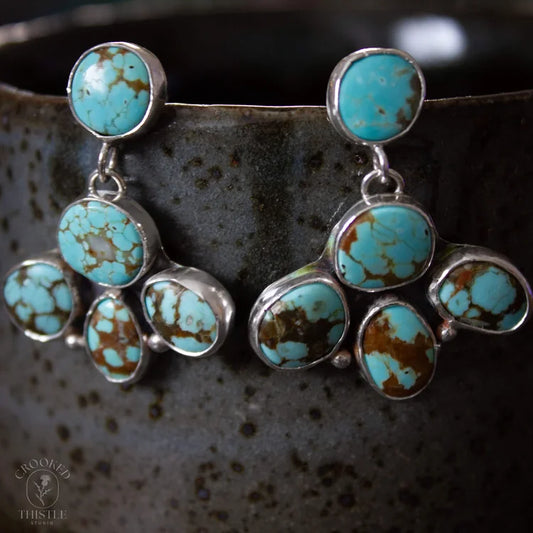 Crooked Thistle #8 Mine Turquoise Flower Earrings