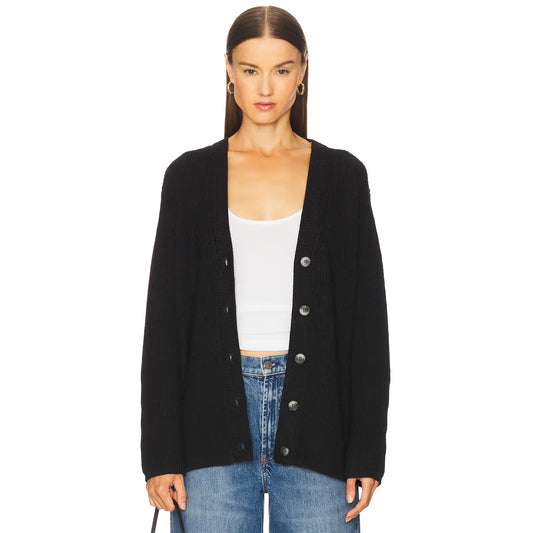 Velvet by Graham & Spencer Monet Engineered Stitch Cardigan in Charcoal