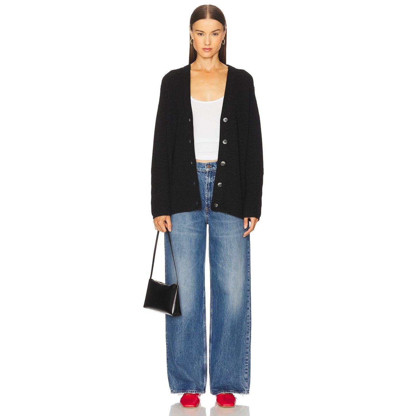 Velvet by Graham & Spencer Monet Engineered Stitch Cardigan in Charcoal