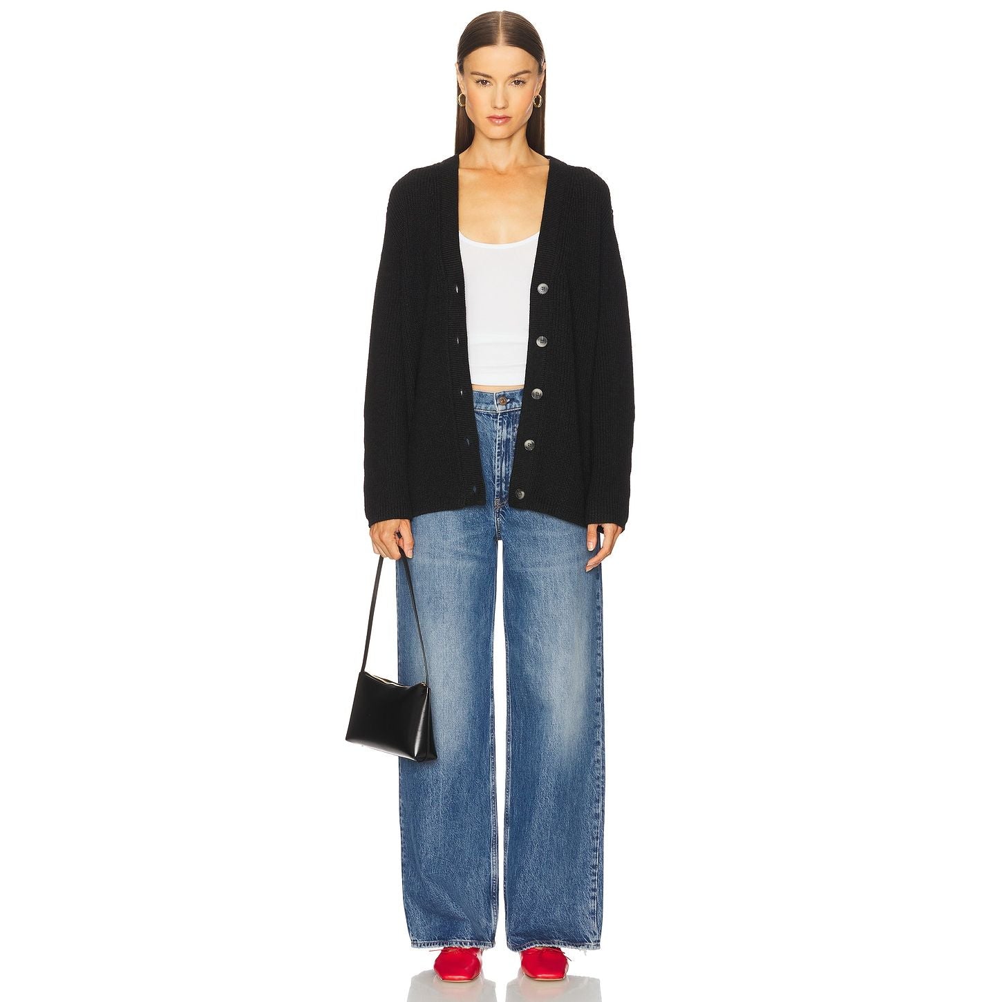 Velvet by Graham & Spencer Monet Engineered Stitch Cardigan in Charcoal
