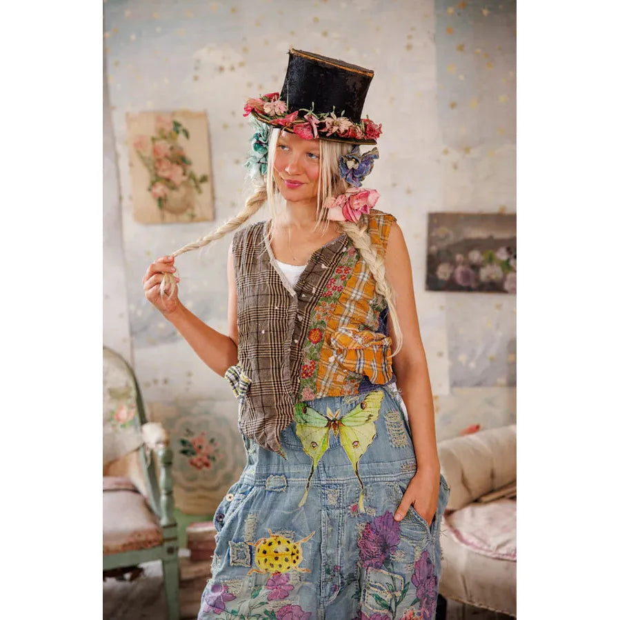 Magnolia Pearl Patchwork Andriy Vest in Madras Yellow 084