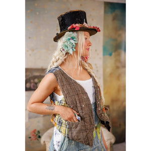 Magnolia Pearl Patchwork Andriy Vest in Madras Yellow 084