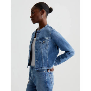 AG Jeans Eleanor Collarless Jean Jacket in Picture Perfect Wash