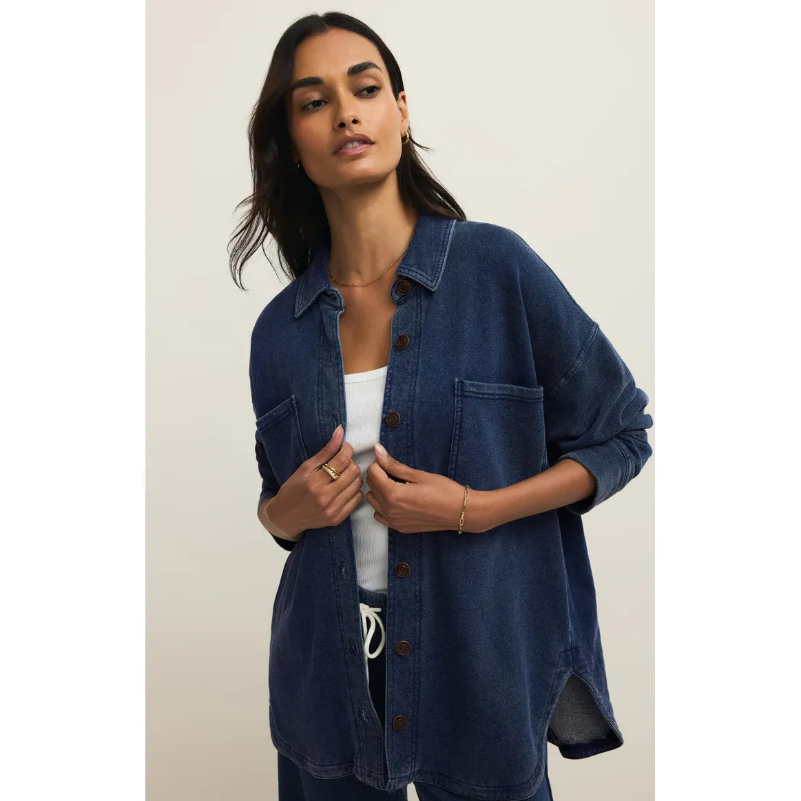 Z Supply All Day Knit Denim Jacket  in Indigo