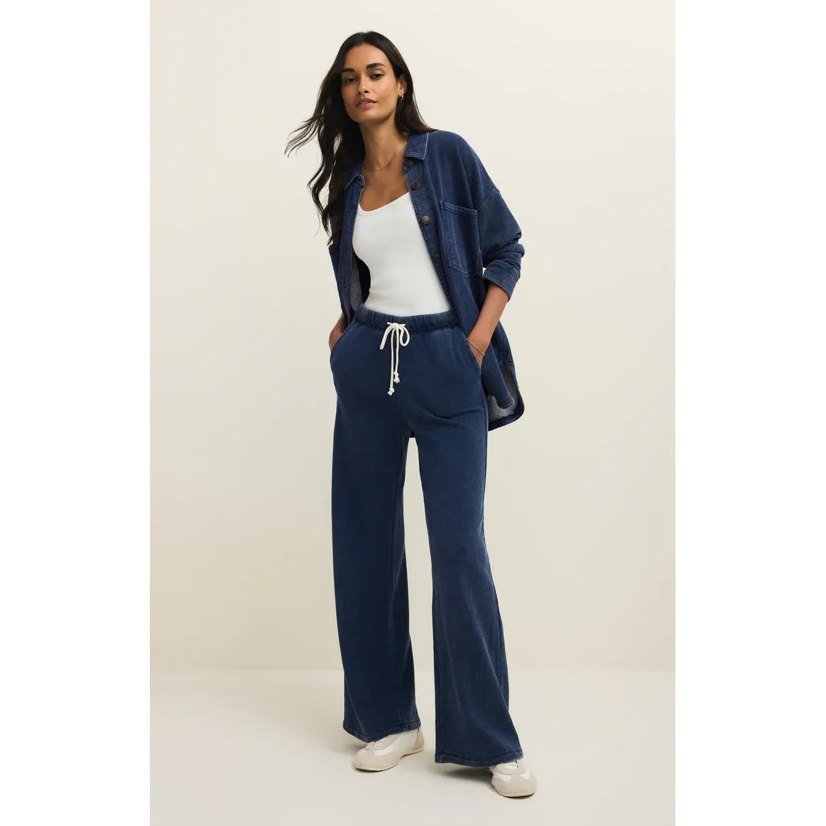 Z Supply All Day Knit Denim Jacket  in Indigo