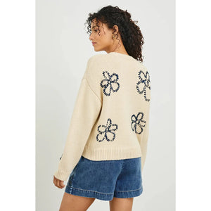 Rails Zoey Sweater in Ivory Navy Stitched Daisies