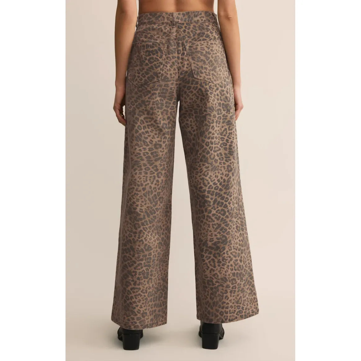 Z Supply Marli Denim Leopard Pant in Desert Tan