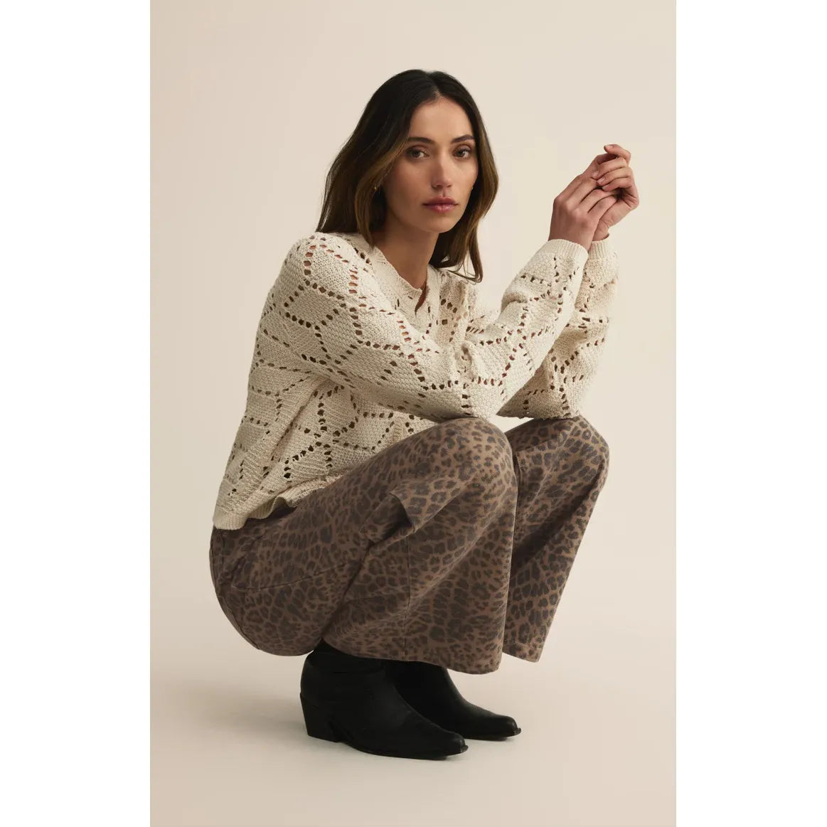 Z Supply Marli Denim Leopard Pant in Desert Tan