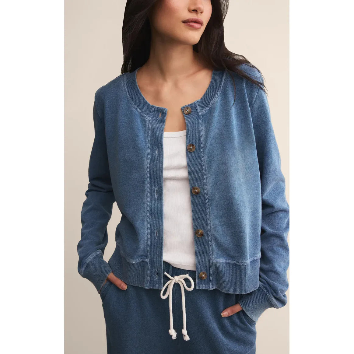 Z Supply Daily Knit Denim Cardigan in Vintage Indigo