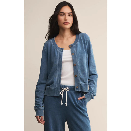 Z Supply Daily Knit Denim Cardigan in Vintage Indigo