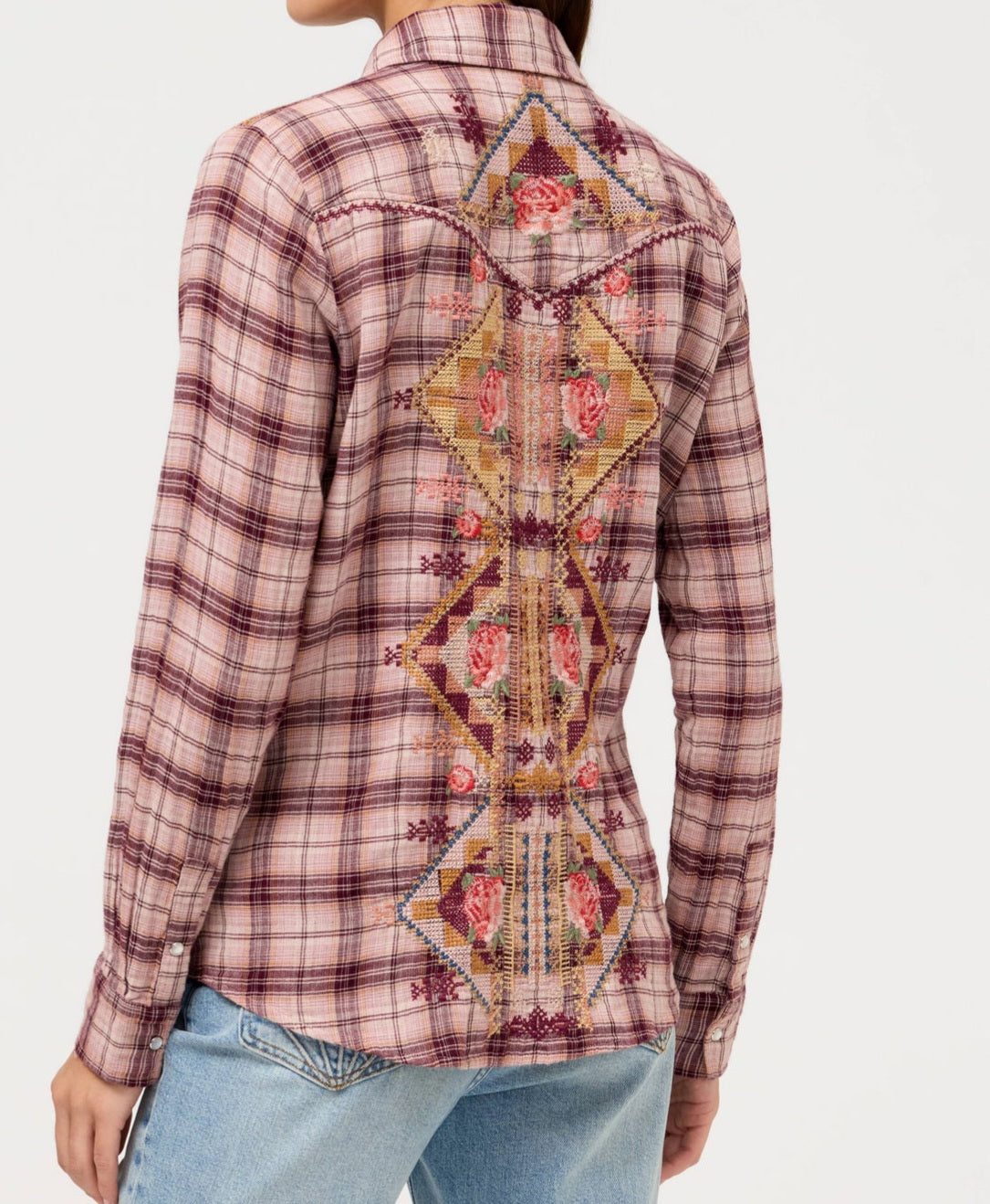 Johnny Was Isadora Western Plaid Shirt