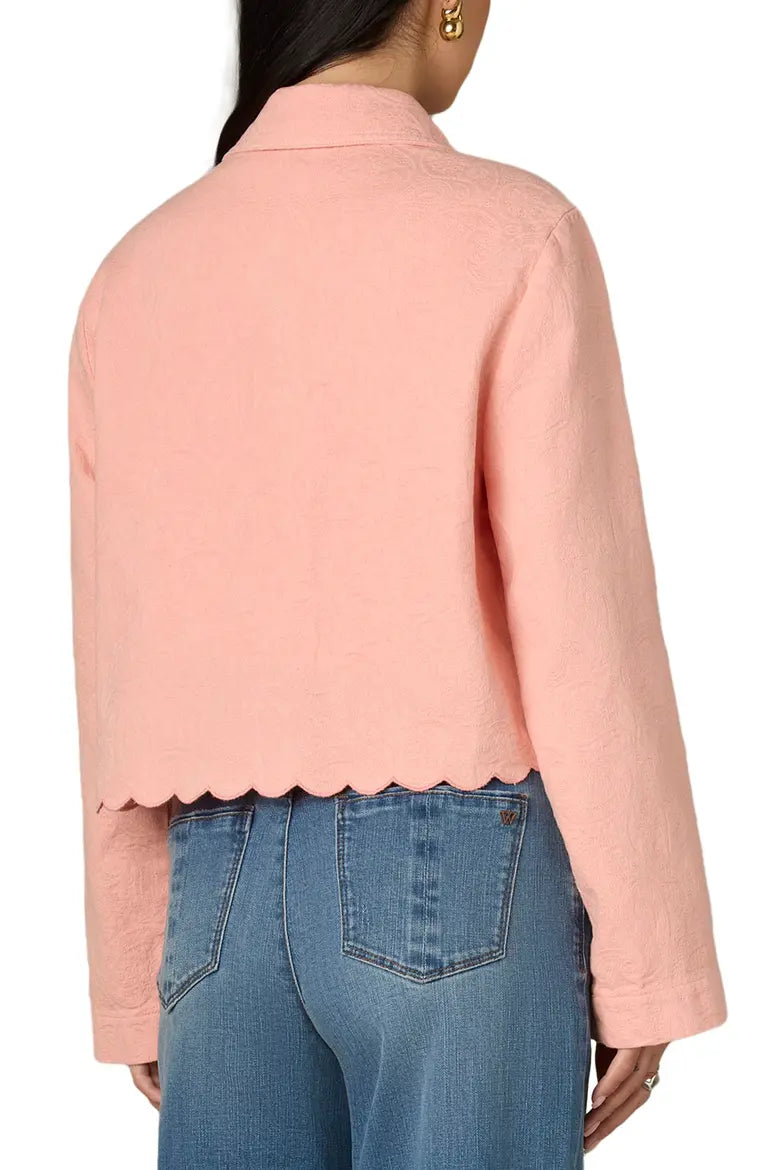 Wit & Wisdom Scallop Detail Cotton Crop Jacket in Papaya