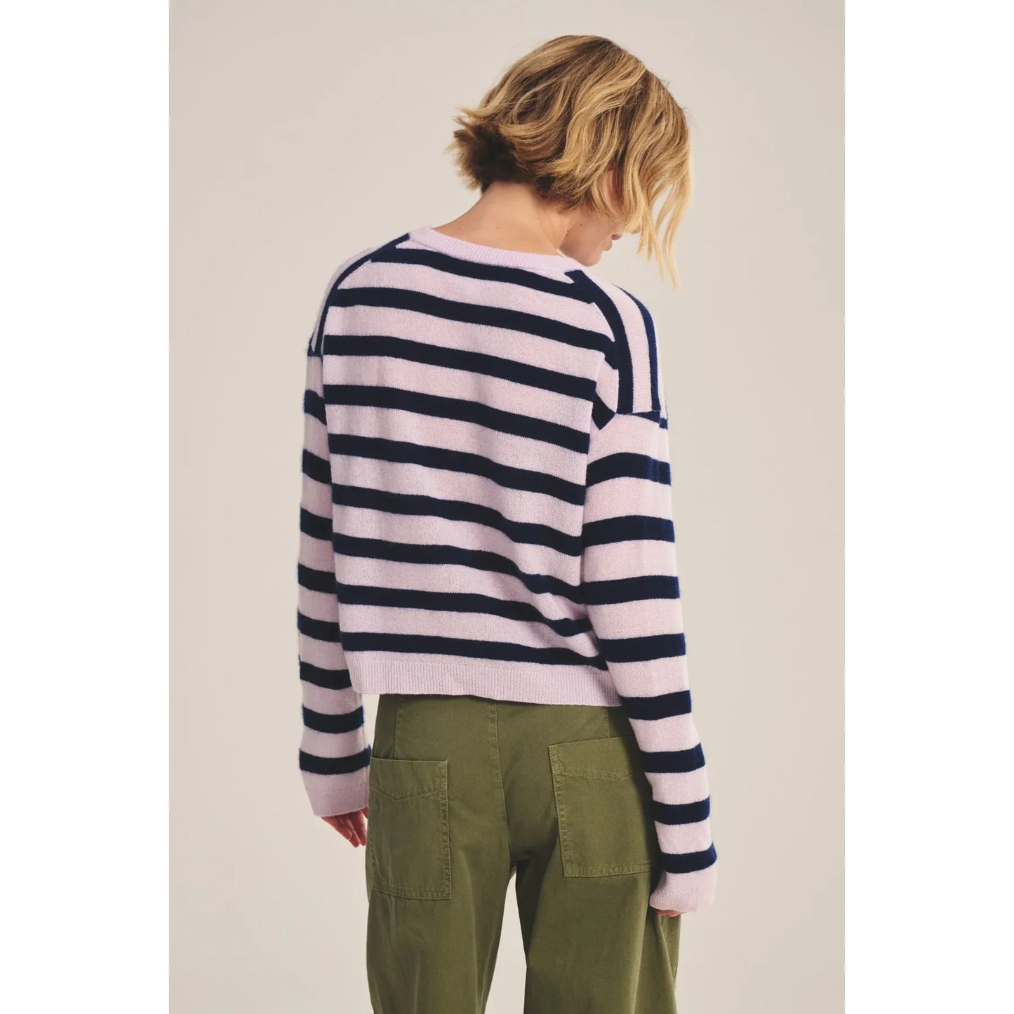Velvet by Graham & Spencer Agnese Cashmere Striped Sweater in Lilac