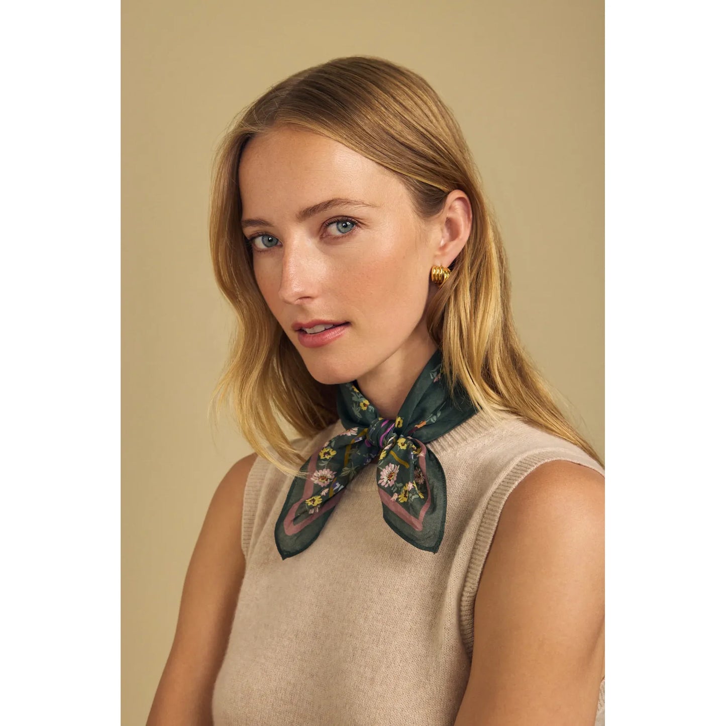 Velvet Mariana Floral Scarf in Hunter Green