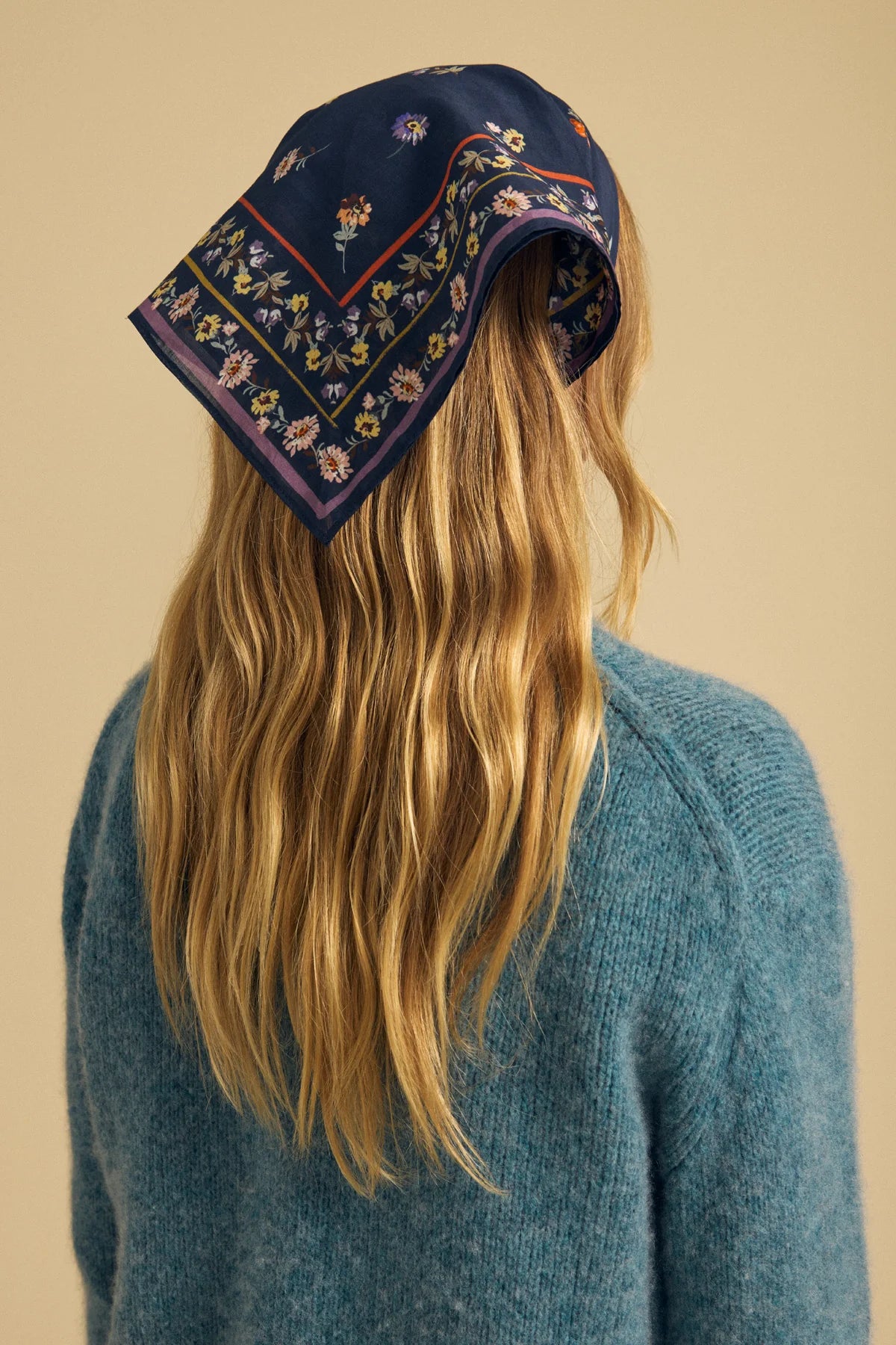 Velvet Marianna Floral Scarf in Navy