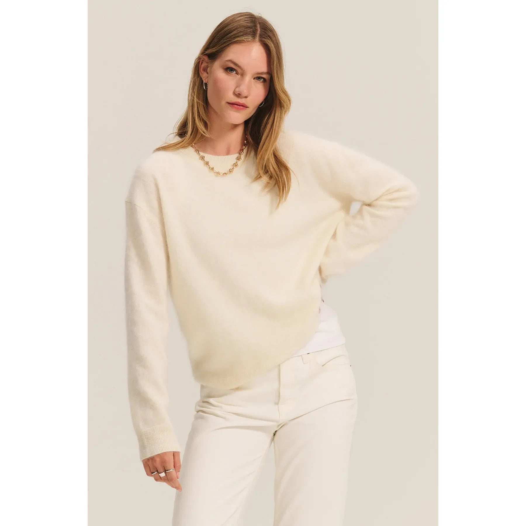 Velvet by Graham & Spencer Jacqueline Cashmere Sweater in Ivory