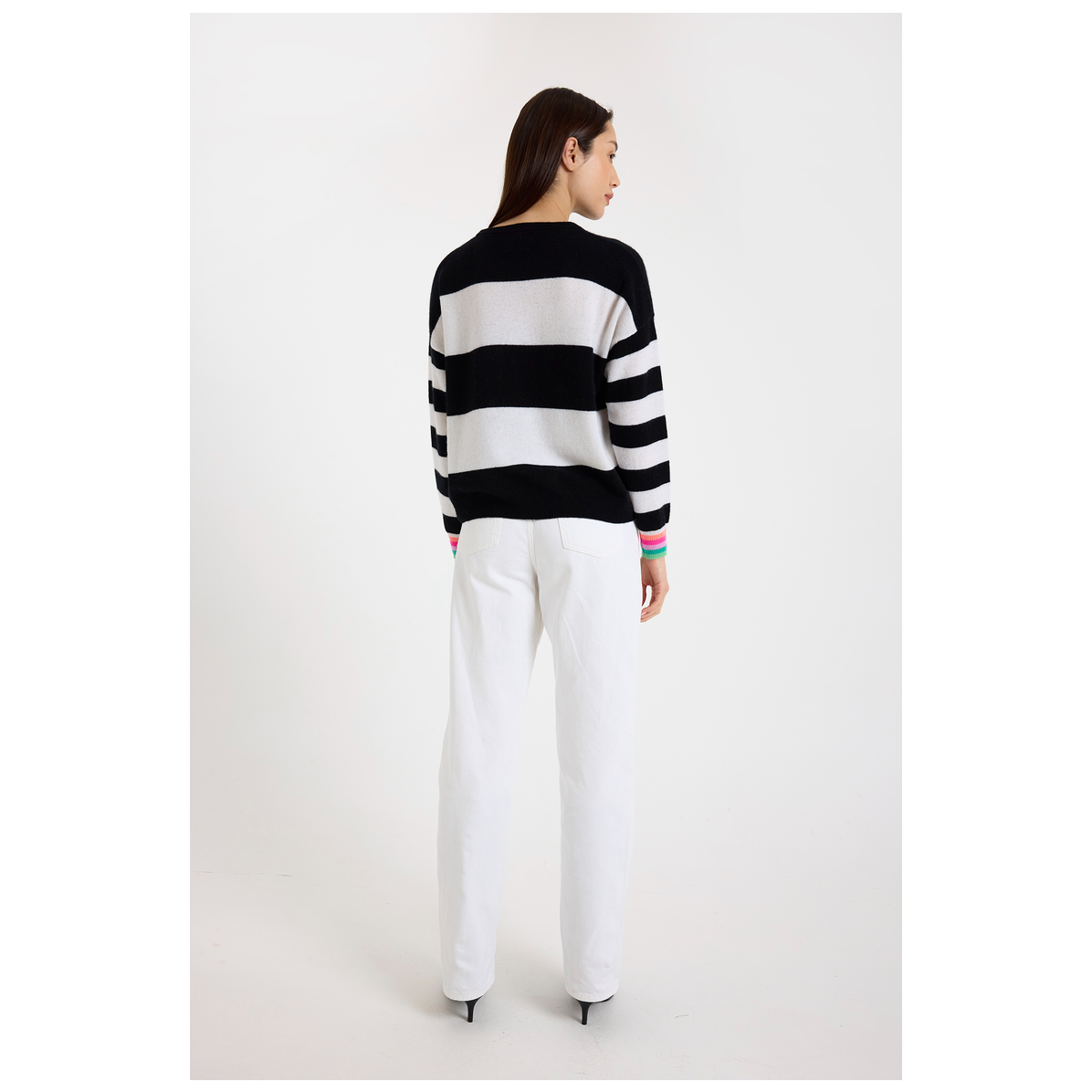 Brodie 100% Cashmere Molly Stripe Crew