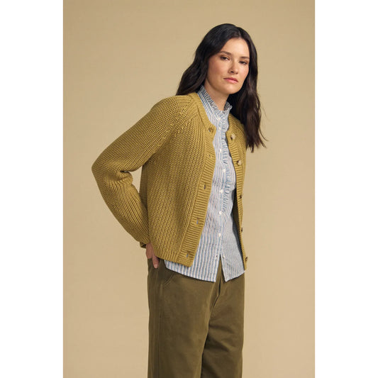 Velvet Lisabeth Chunky Pima Cotton Cardigan in Khaki